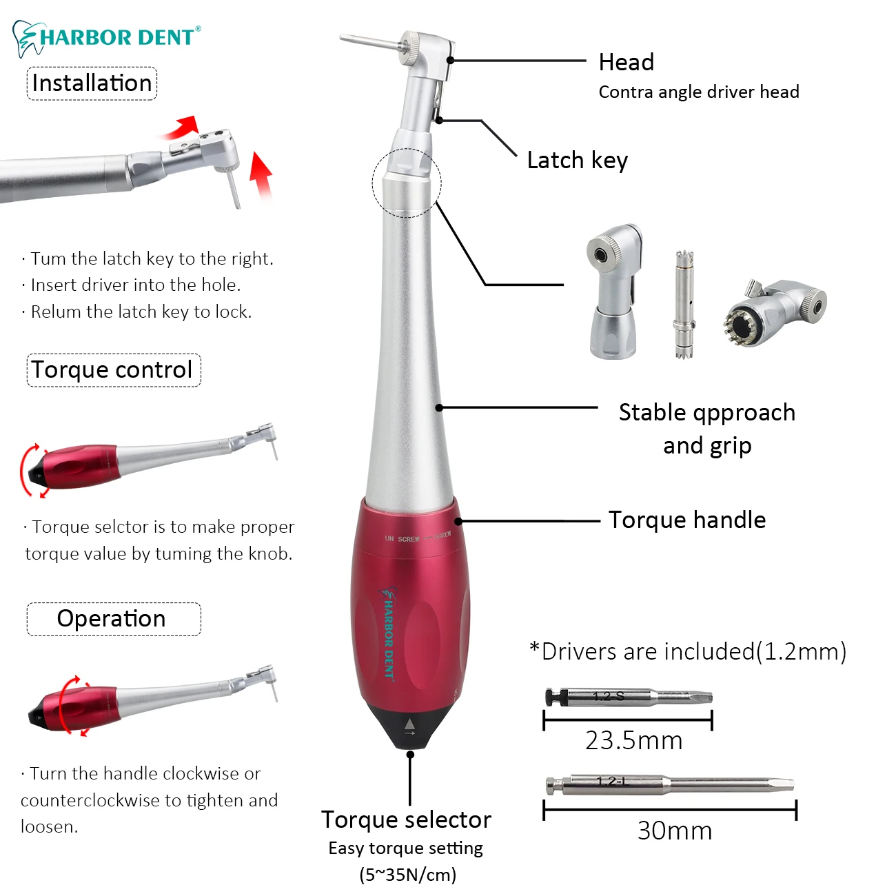 

New Design Manual Power Source Surgery Torque Wrench Screw Hand Driver for Handpiece