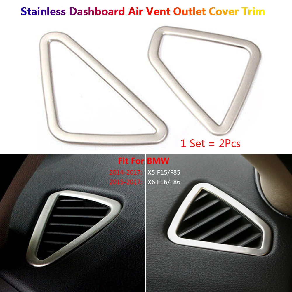 Stainless Car Interior Dashboard Air Vent Outlet Window Lifter Switch Speaker Gear Shift Pannel Cover Trim For BMW X5 X6 F15 F16