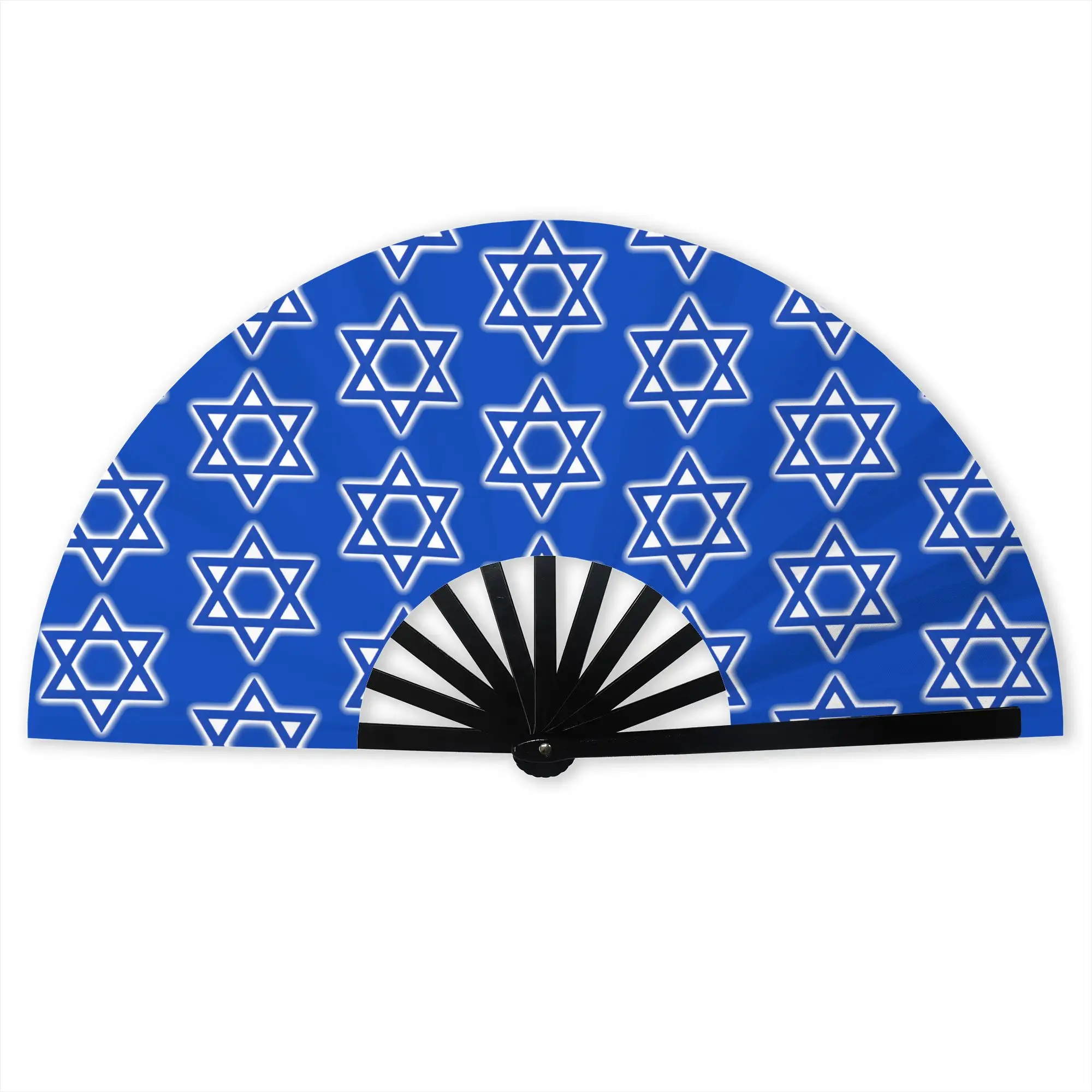 Customized Israel Counrty Pride Blue Star Portable Pocket Fan Travel  Polyester Folding Fan Chinese Dance Handheld Cooling Fans