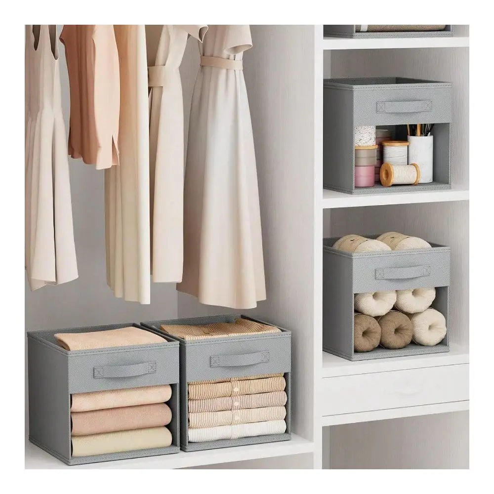 

Pack Foldable Cube Storage Bins With Window And Handle For Closet Organization 11 X 11 Inch Storage Cubes Ideal For Storing Clo