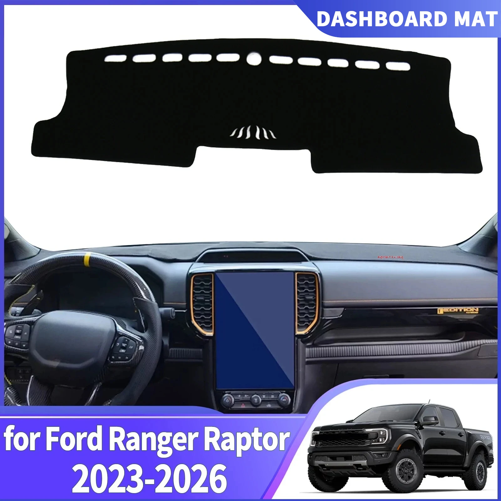 

Подходит для Ford Ranger Raptor 2023 2024 2025 2026, автомобильный коврик для приборной панели, защитный ковер, солнцезащитный козырек для приборной панели, аксессуары