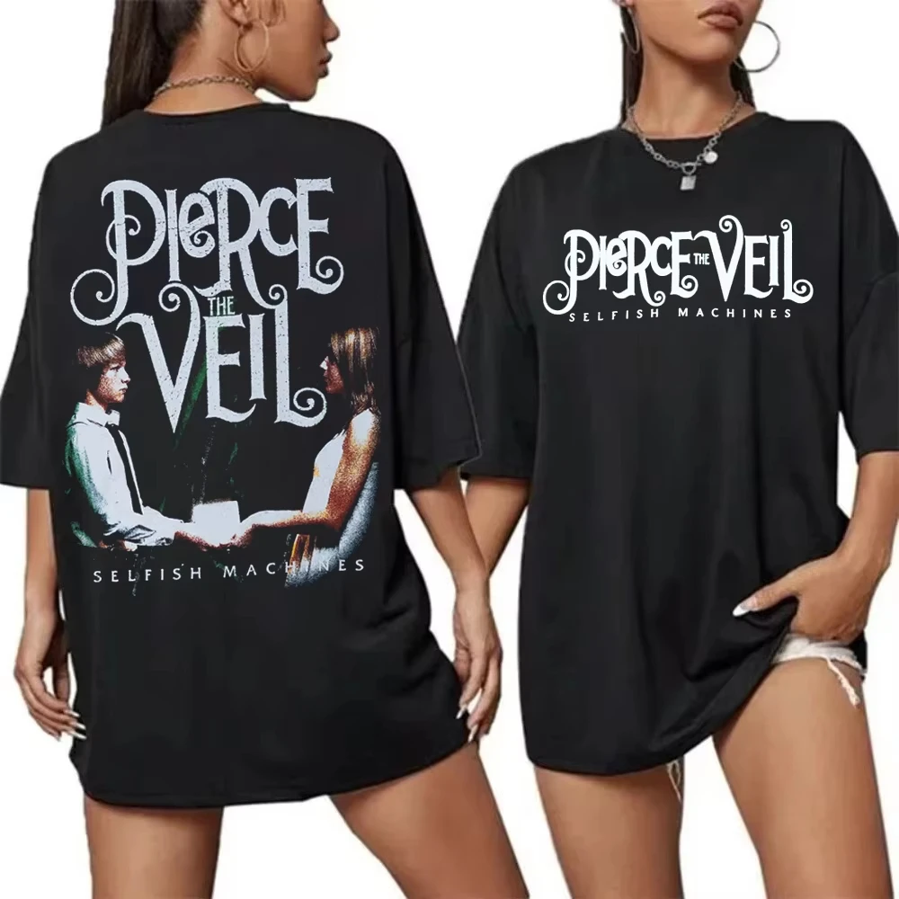 2026 new Pierce The Veil Classic Retro Rock Concert Souvenirs Retro Pattern Tee Metal Music Wear Suitable for Both Men and Women