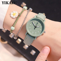 YIKAZE Women's Watch PU Leather Strap Women Quartz Watches Waterproof Round Dial Retro Bracelet Watch Ladies Girls Wristwatch