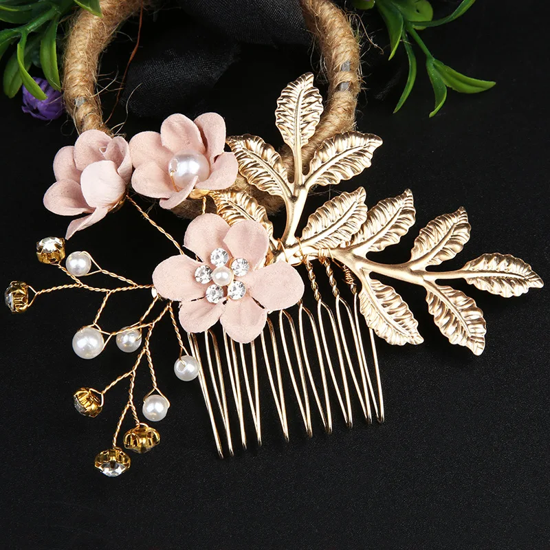 Fashion Bride Hair Comb Flower and Pearl Hair Comb Bride Wedding Aolly Hair Accessories Jewerly Headwear