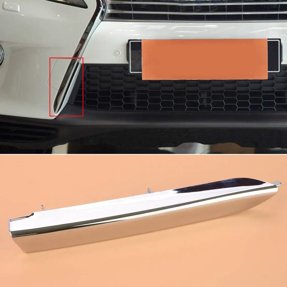 53125-48100 Chrome Front Right Bumper Tow Eye Hook Cover Cap Trim ABS fit for Lexus RX350 RX450h 2012 2013 2014 2015