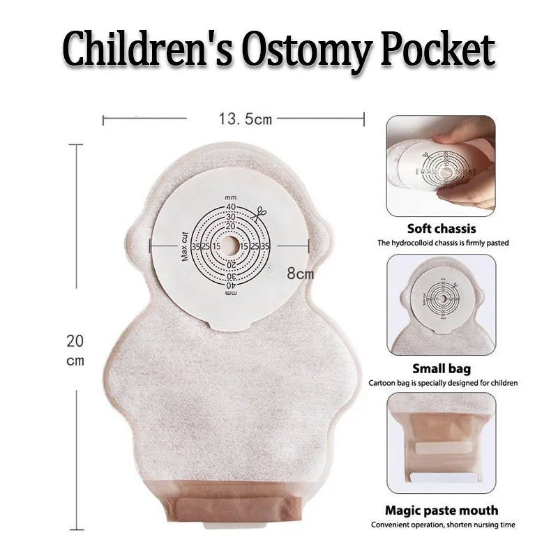 

10Pcs Disposable Newborn Ostomy Bag One-Piece Kids Colostomy Bag 10-40mm