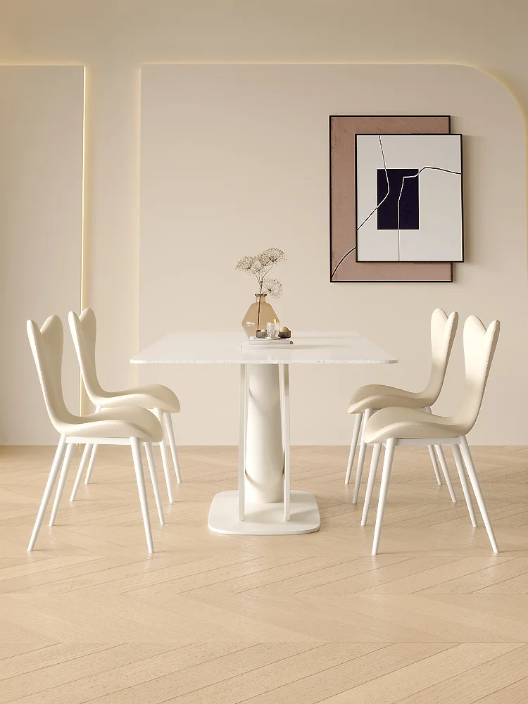 Cream Style   French Light Luxury Rock Board Dining Table