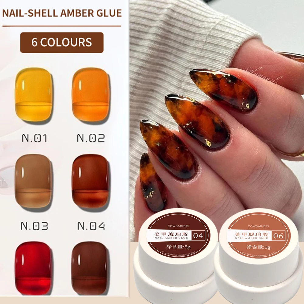 

5 мл черепаховый панцирь Коричневый лак для ногтей Гель 6 цветов Ombre Янтарный кристалл Полупрозрачный цветной желейный гель Полуперманентный замачиваемый УФ-гель