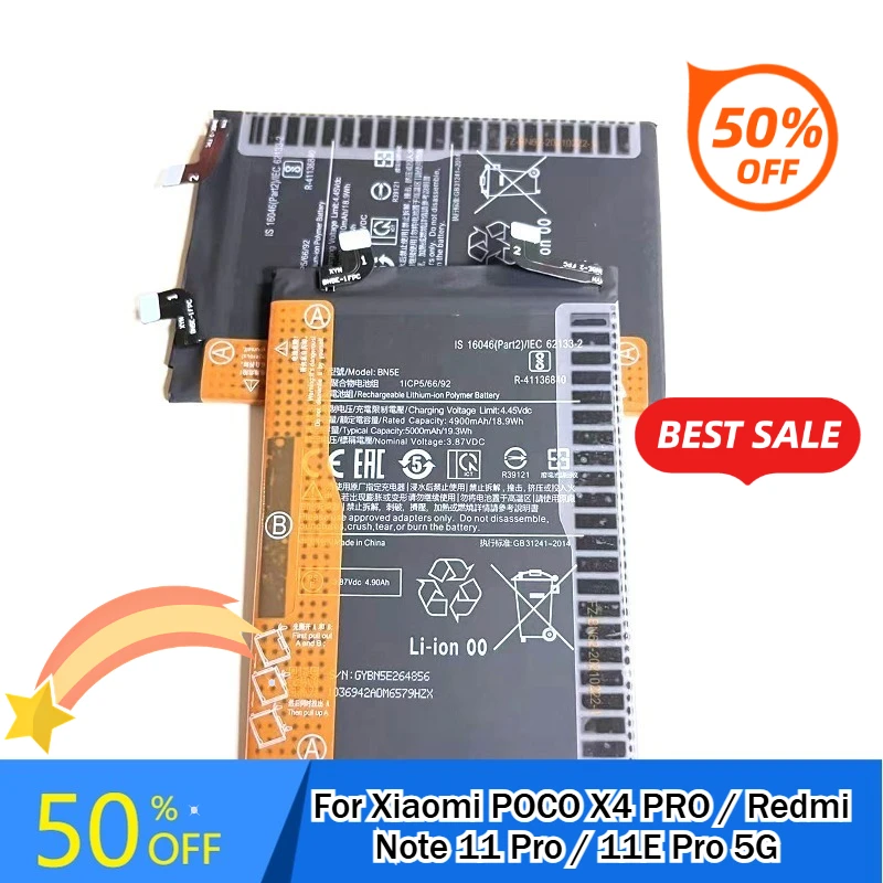 

High Quality Phone Battery 2025 Years New BN5E Battery 5000mAh For Xiaomi POCO X4 PRO / Redmi Note 11 Pro / 11E Pro 5G