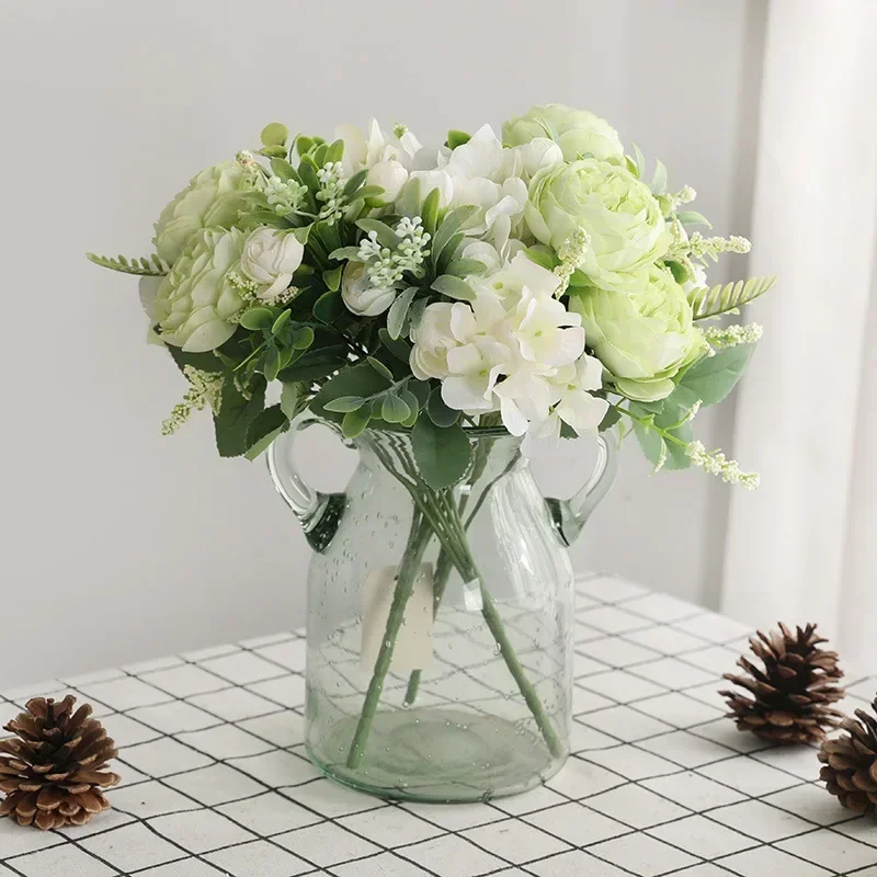 

Artificial Flowers, Faux Flowers, Fake Flowers - 1 Bundle Silk Peony Bouquet for Home Decoration, Wedding, Party, Scrapbook, DIY