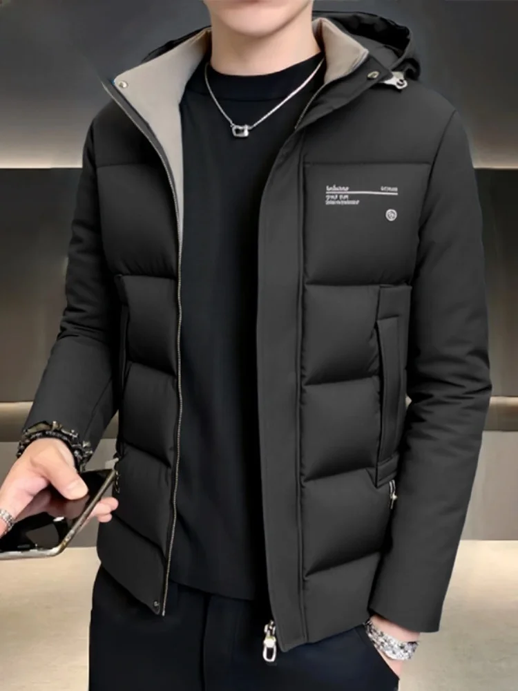 

Paul 2025 Men's Winter Thiened Fce Lined down Cotton Jaet Hooded Casual Warm Coat Polyester Fabric Long Sve Zipper ...