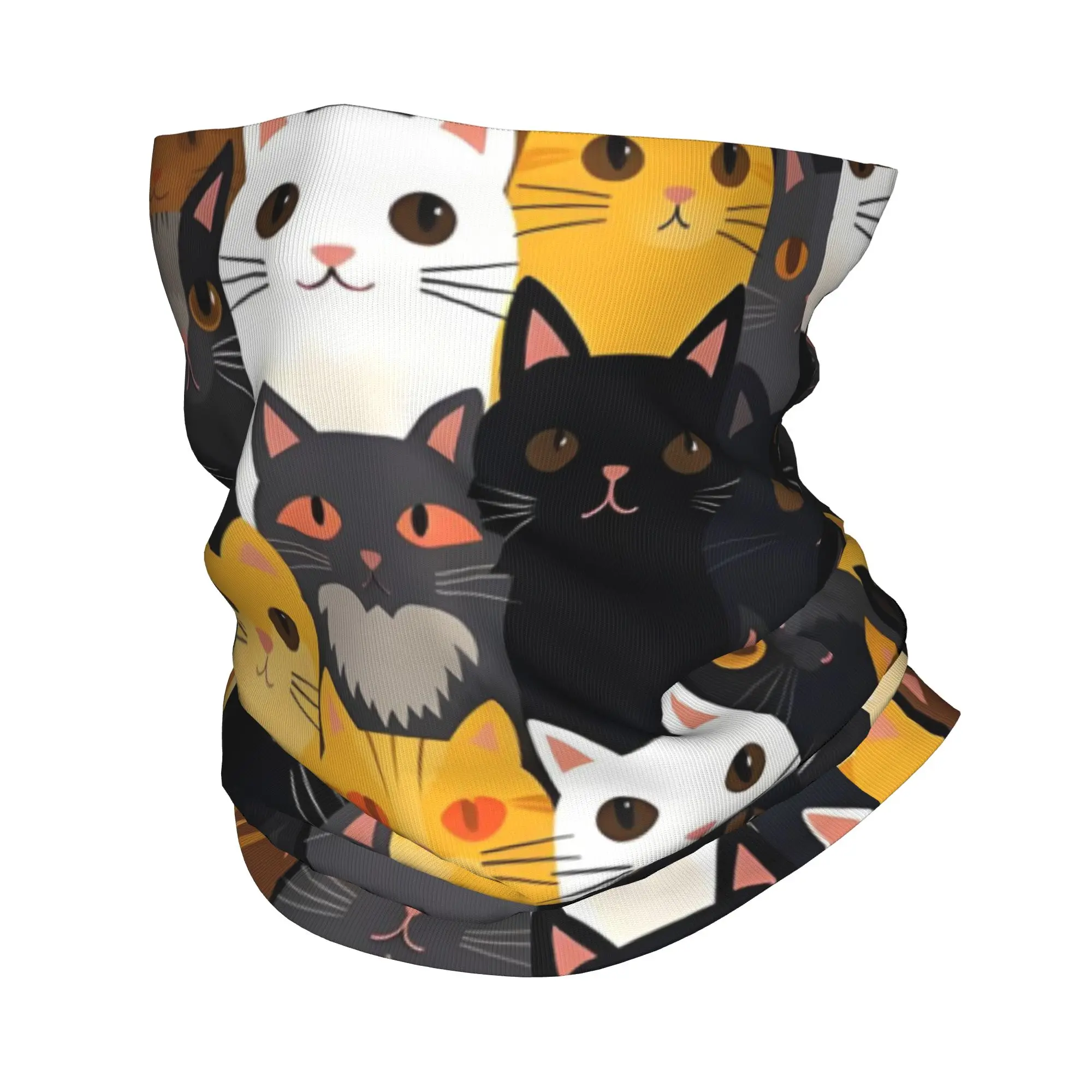 Custom Cat Bandana Neck Gaiter for Hiking Running Women Men Wrap Scarf Colorful Print Headband Warmer
