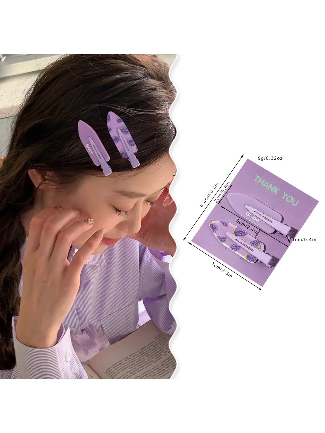 Ensemble de pinces à cheveux sans couture pour femmes et filles, feuille d'acétate, sans courbure, pince à frange, pince à bec de canard, épingles à cheveux, maquillage, outils de coiffure, 2 pièces