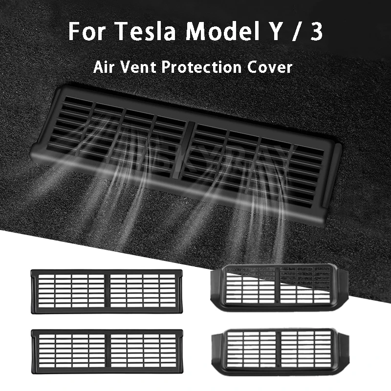 For Tesla Model 3 / Y 2020-2023 Backseat Air Vent Cover ABS Seat Air Conditioning Outlet Protection Cover Grille Mask Decoration