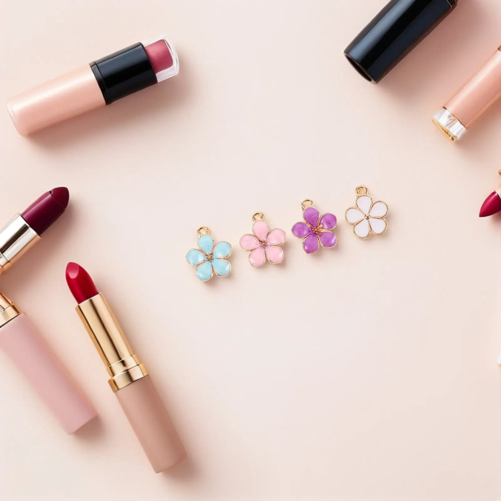 

40Pcs Colorful Alloy Flower Charms Cherry Blossom Pendants Bulk for DIY Jewelry Making Bracelet Necklace Earrings Accessories