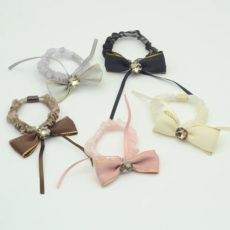 

20PCS Grosgrain Bows Hair Ties Organza Hair Scrunchies Crystal Elastic Hair Bands for Kids Girl Ponytail Holder Accessories