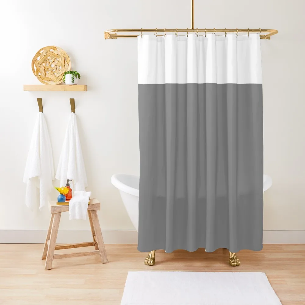 

Grey and White Minimalist Color Block Pattern Shower Curtain Anti-Mold Waterproof Shower Bathtub Curtain