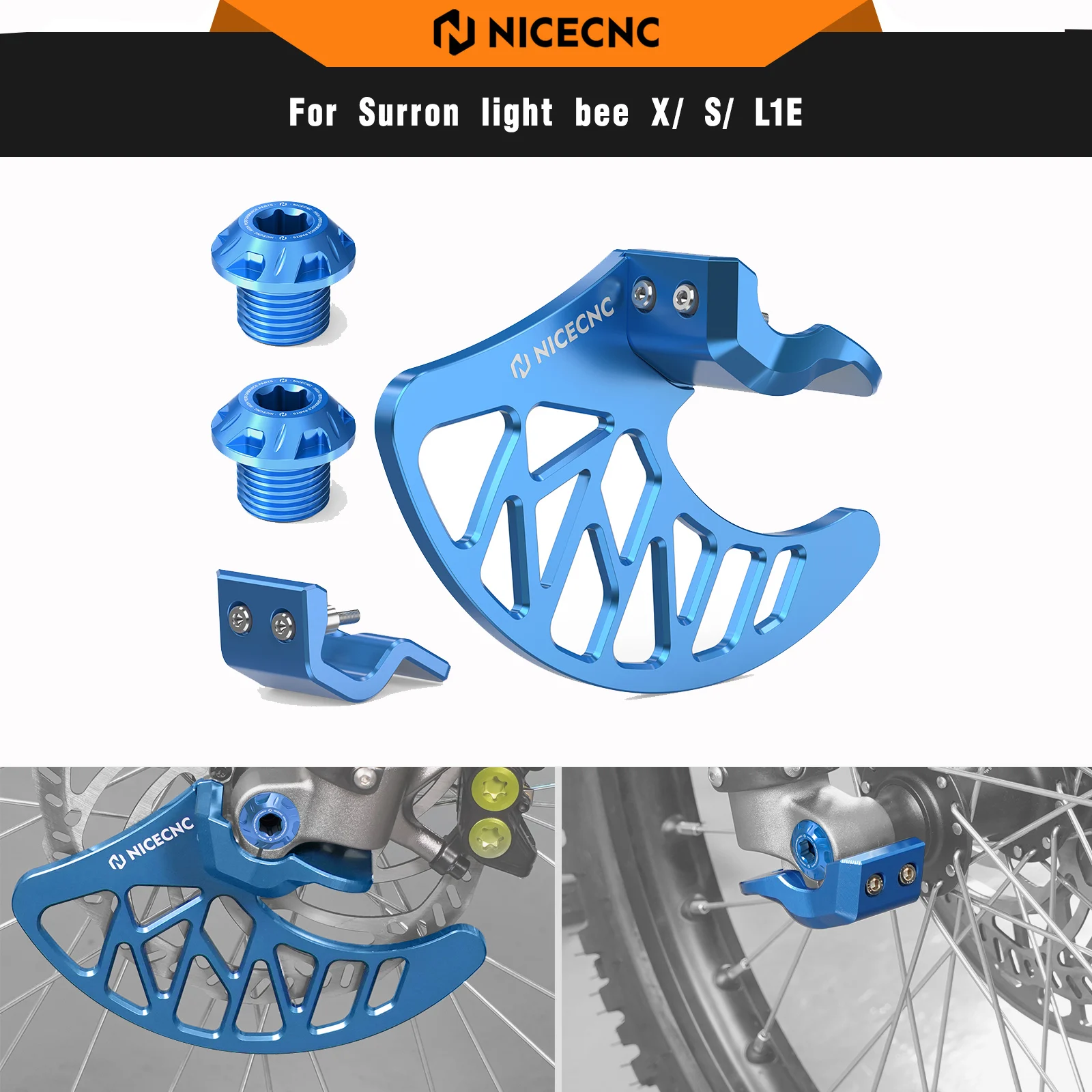 

NICECNC Front Wheel Axle Bolt & Front Brake Disc Guard Fork Leg Guards For Surron light bee X S L1E Segway X160 X260 Sur-ron
