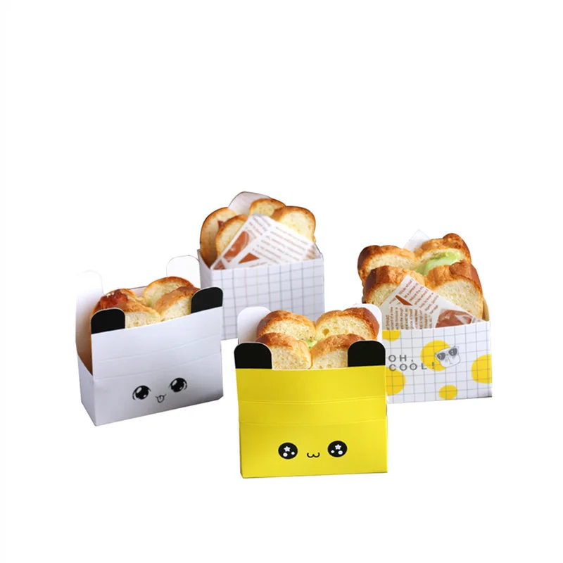 Customized productDisposable Fast Food Takeaway Holding Portable Custom Cute Paper Sandwich Toast Box