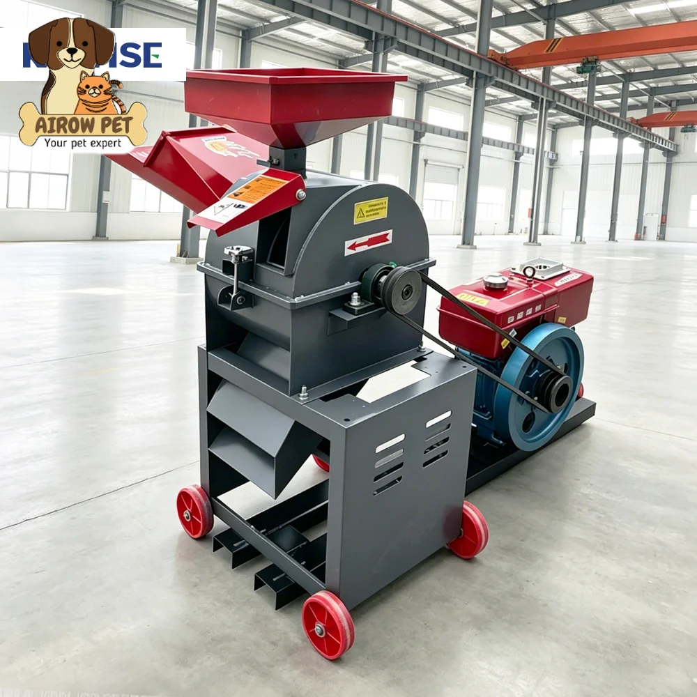 AIROW Diesel Forage Crusher Machine for Outdoor Grass Straw Grain and Farm Byproduct Processing