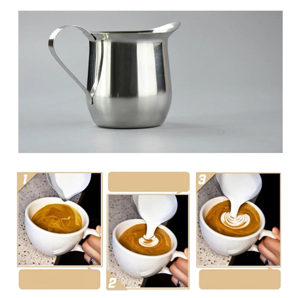 

2pcs Stainless Steel Milk Cup Pourer for Coffee Concentrate Pot Mug Lightweight Portable Easy Clean Frothing Cappuccino Tool