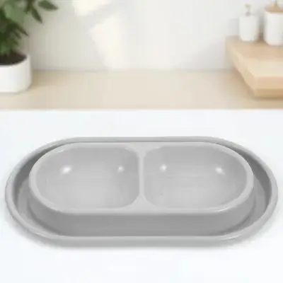 

Double Pet Food Water Bowl Set Gray Ant Proof Design Cat Dog Feeding Bowls Small Medium Size Puppy Kitten Cat Bowl