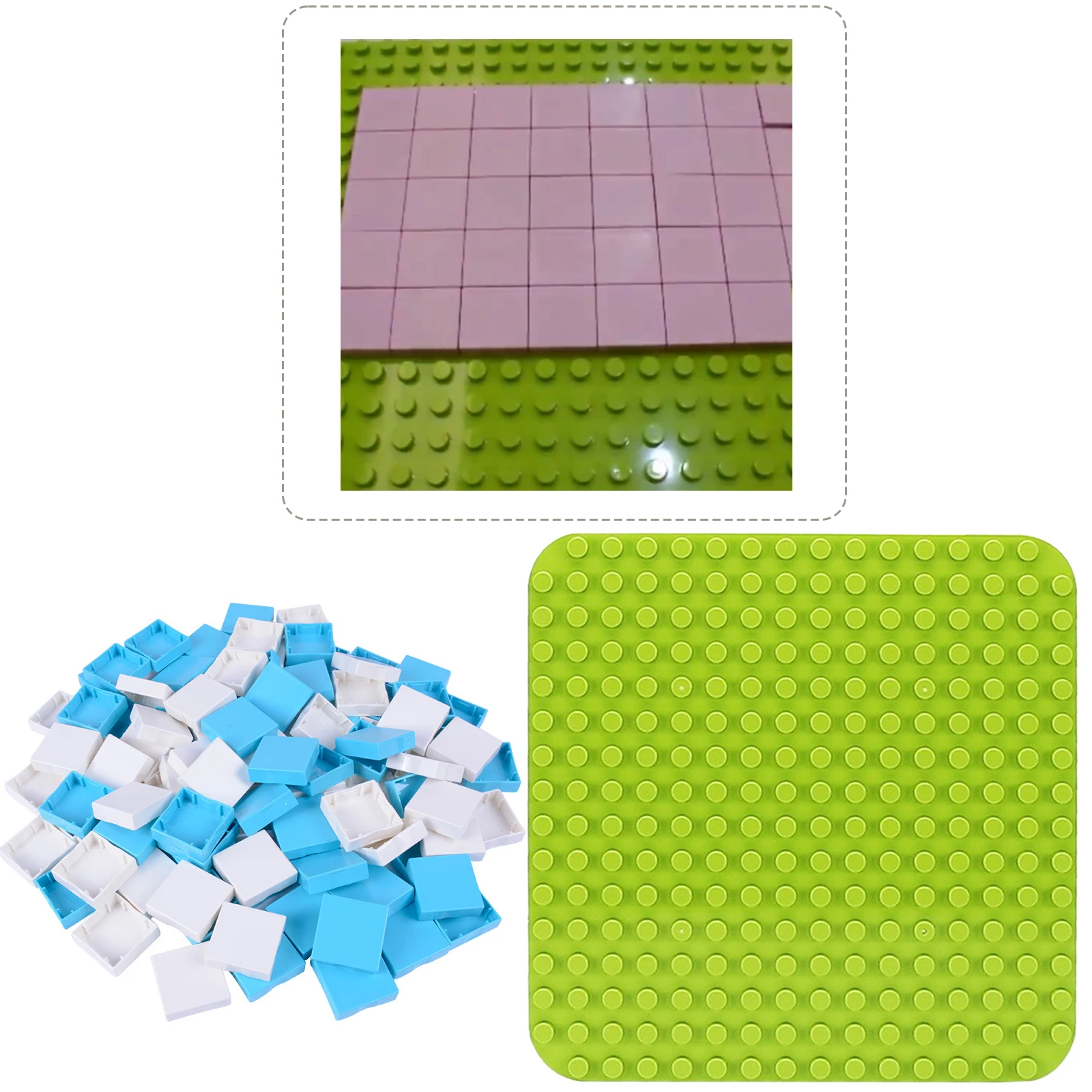 

Mosaic/Letter Number Square Bricks with Base Plate MOC Big Particle Assembly Building Blocks Kid DIY Educational Toy Gift