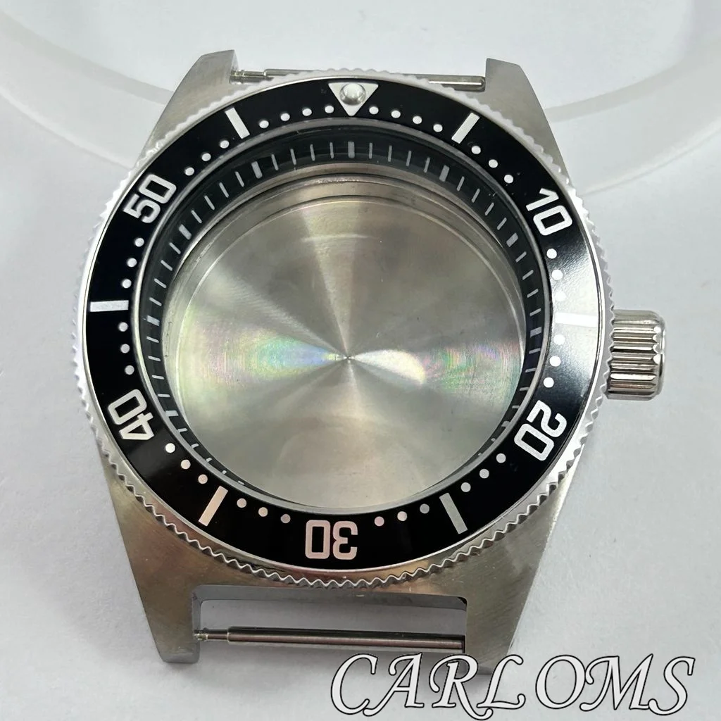 TOP 40mm NH34 NH35 NH36 4R35 4R36 NH70 NH72 Automatic Movement Silver Steel Watch Case Black Ring Bezel