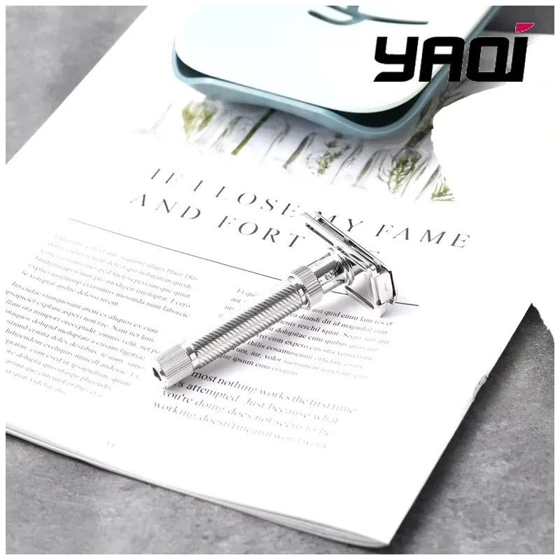 YAQI Mens Safety Razor Beard Shaver Collectibles Stainless Steel Adjustable Slant Head Gift For Boyfriend Wet Shave Tools