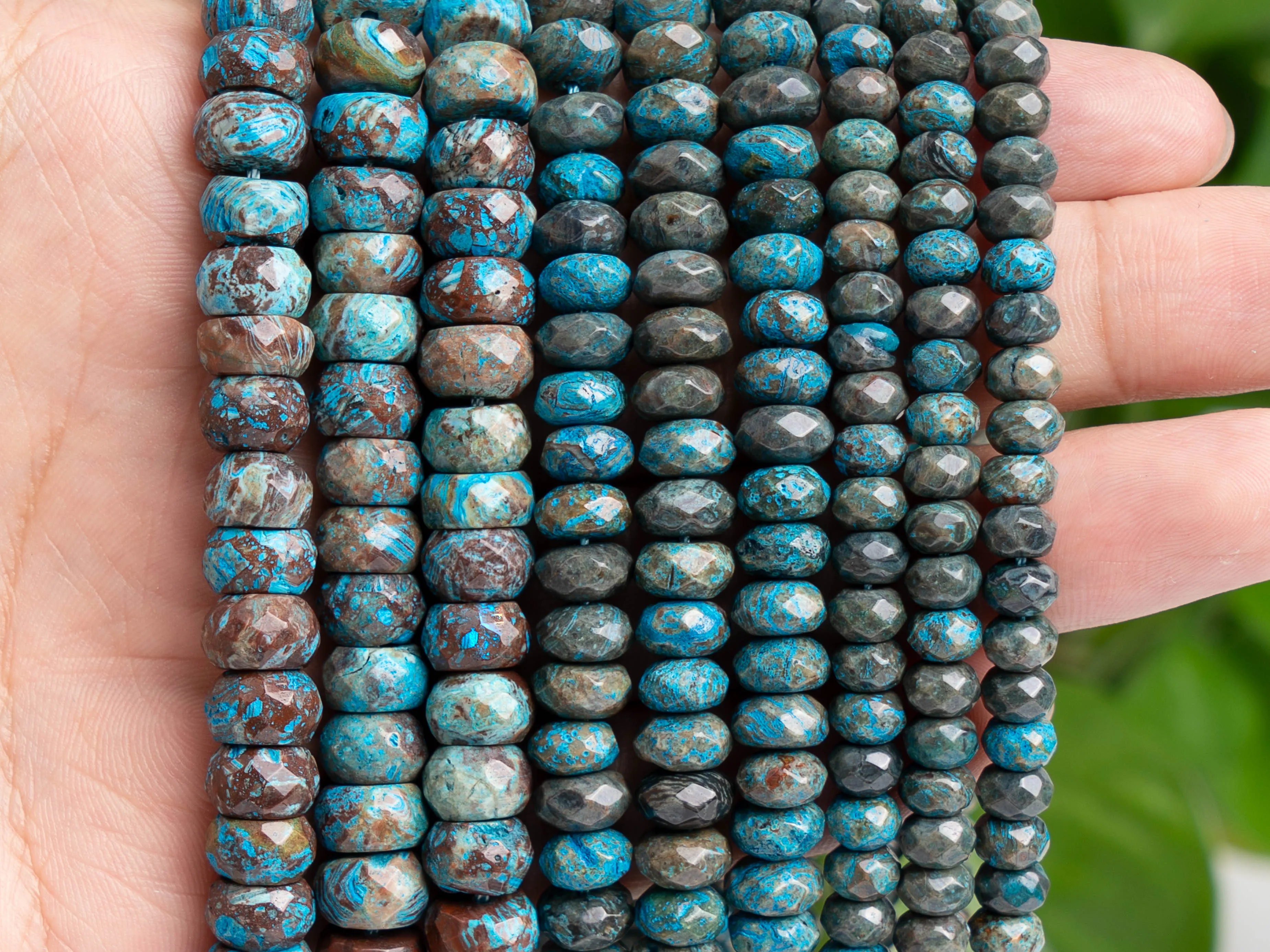 Blue Green Calsilica Jasper Beads AAA Natural Gemstone Faceted Rondelle Size Options 6/8/10mm for Jewelry Making