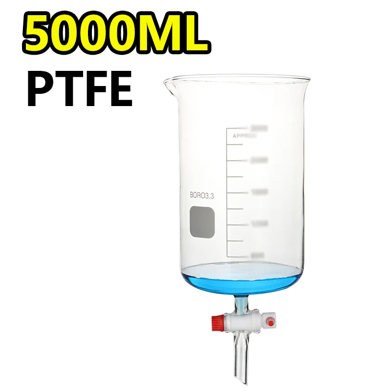 Low-type glass beaker with tetrafluoro piston, high borosilicate glass funnel, instrument capacity flask 5000ml