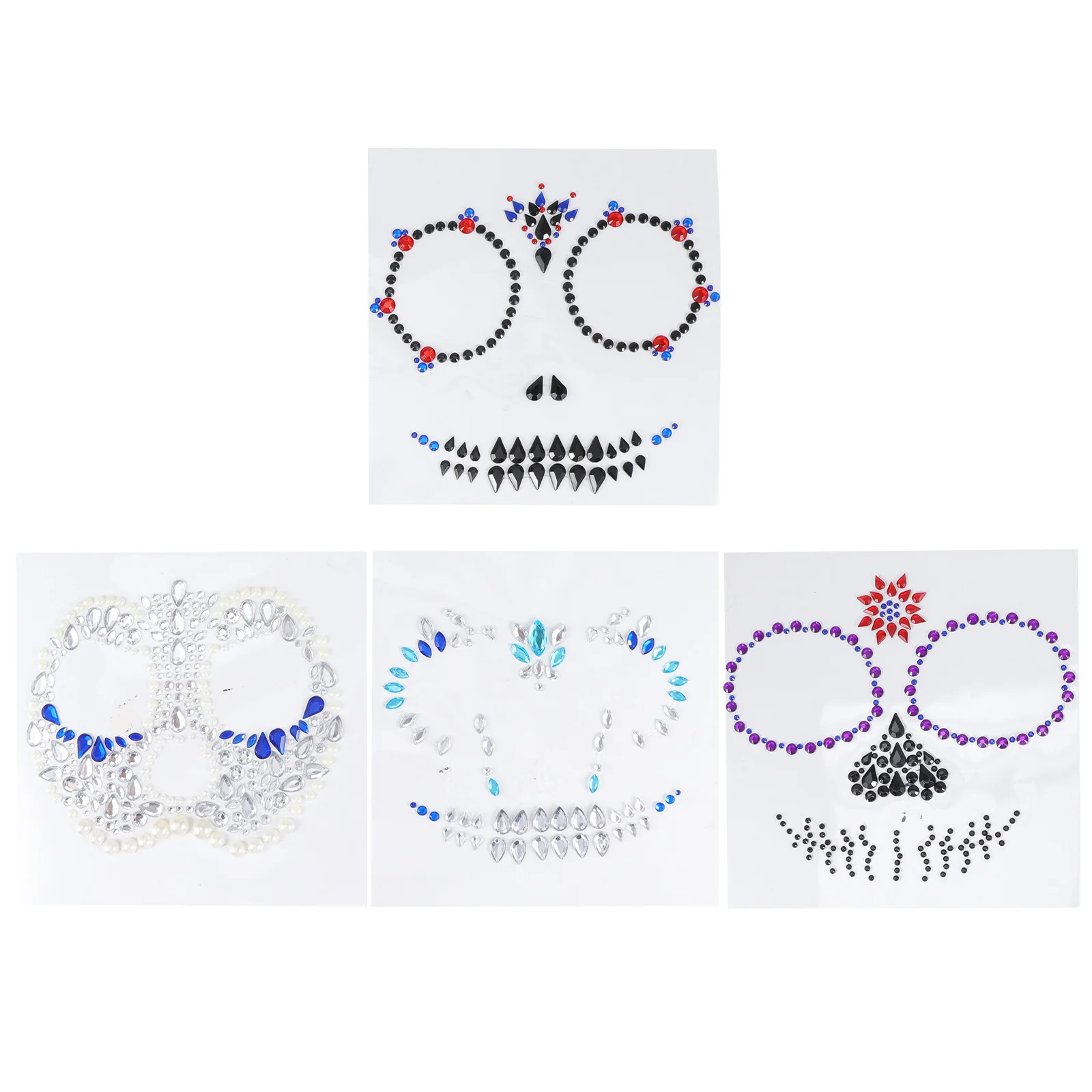 

4Pcs Tattoos Halloween Body Stickers for Adults Temporary Rhinestone Tattoos Scary Party Decor Spooky Fun Wearable