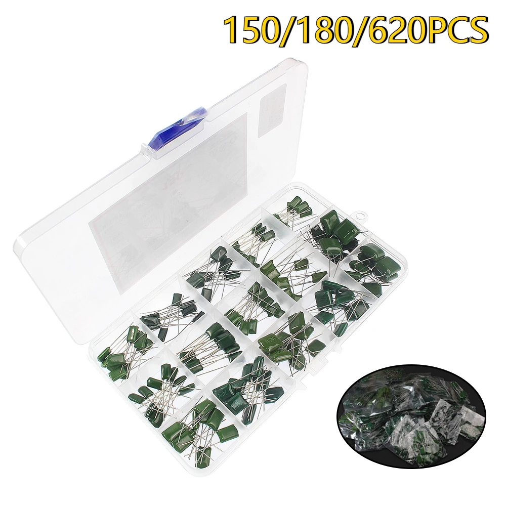 150-620 قطعة 100 فولت فيلم البوليستر مكثف مجموعة متنوعة 0.33nf 0.47nf 0.56nf 0.82nf 1nf 2A331J 2A471J 2A561J 2A821J 2A102J