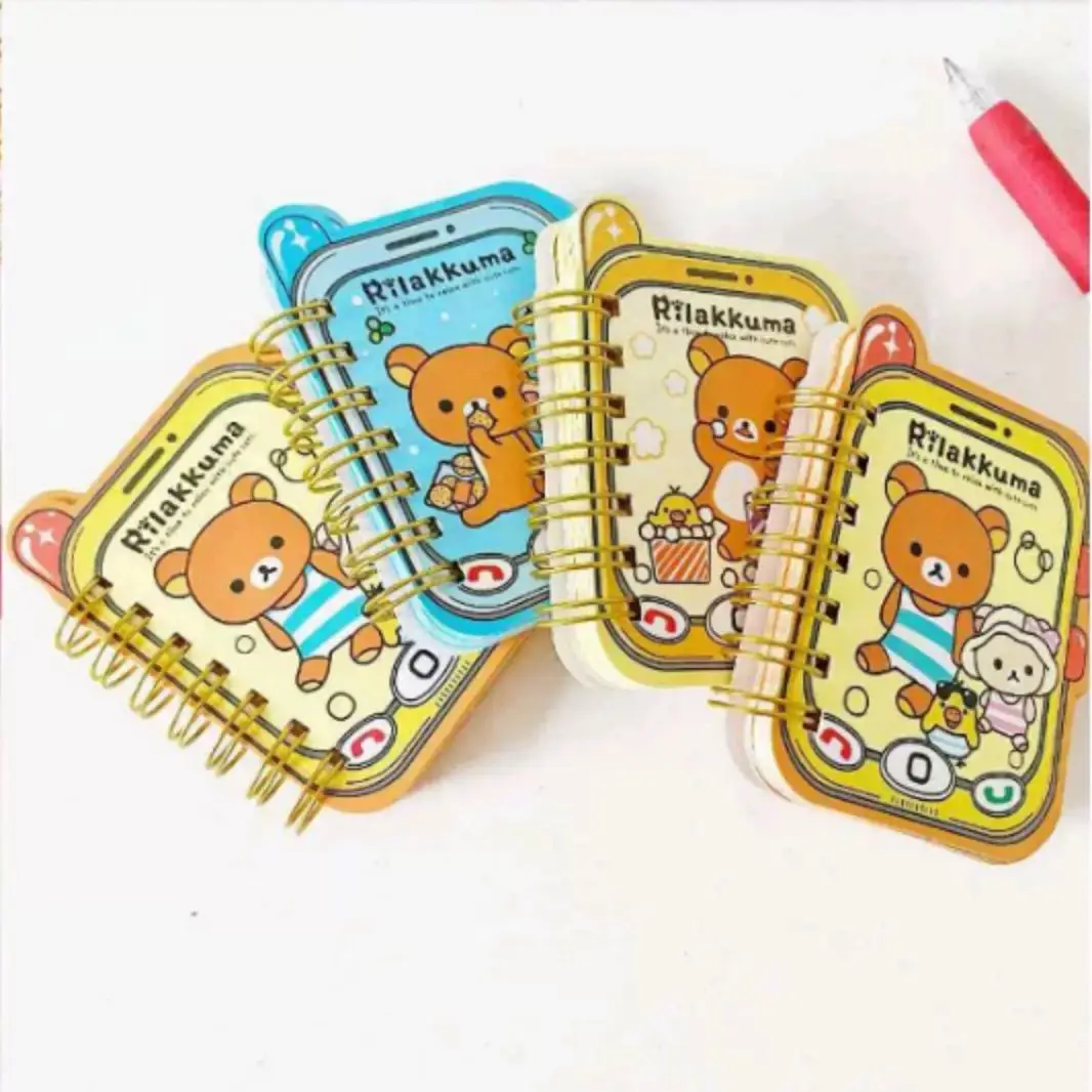 Rilakkuma Shaped Mini Spiral Notebook, Cute Cartoon Full‑Color Page Journal, Aesthetic Notepad for Girls & Students