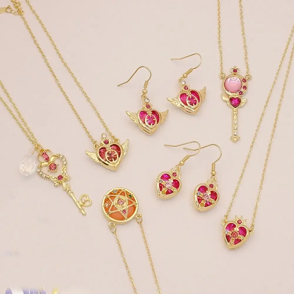 

Fashion Metal Anime Necklace Crystal Cosplay Props Magic Wand Crystal Necklace Jewelry DIY Cosplay Pendant For