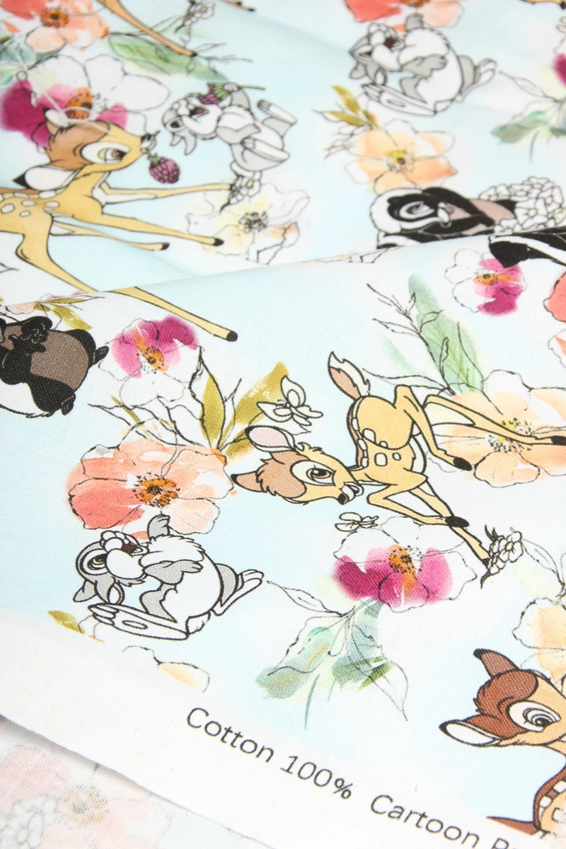 Deer Bambi Fabric By The Yard,Width 1.1 Meter Disney Cotton Fabric For Dress Clothes,Sew Patchwork Quilting Needlework Material