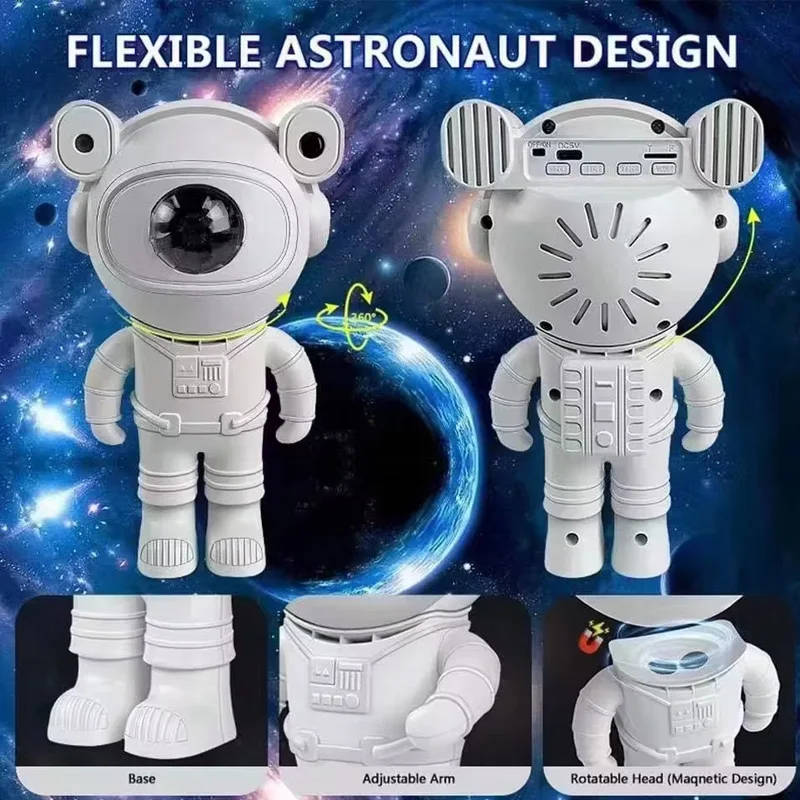 Bluetooth astronaut starlight projector LED bedroom ambiance night light aurora moon astronaut Bluetooth speaker accessories