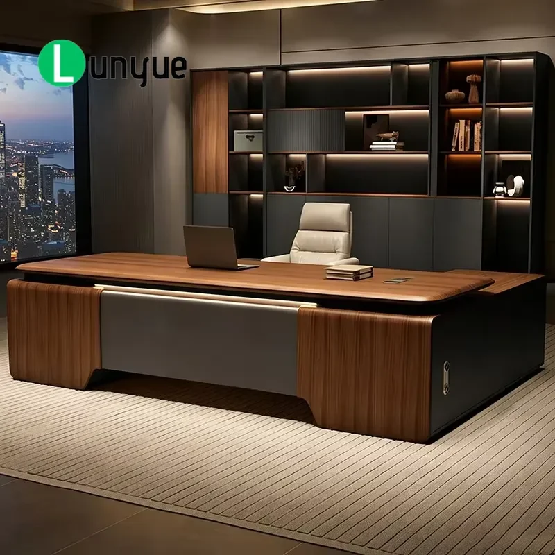 Luxury Modern Executive Desk with Side Cabinet Furniture for CEO Manager Home Business Workspace High Quality