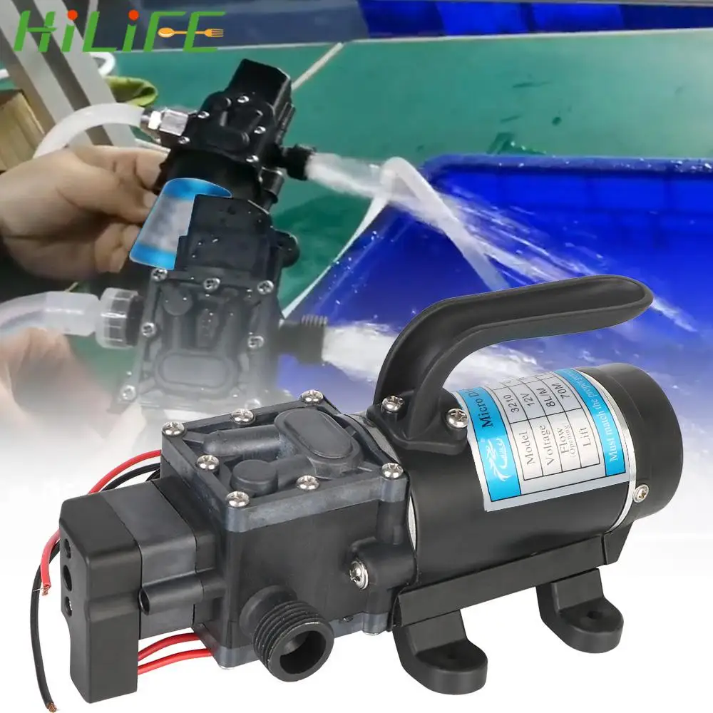 

Micro High Pressure 8L/min DC 12V 100W Water Spray Car Wash Diaphragm Self Priming Pump Durable Agricultural Electric Water Pump