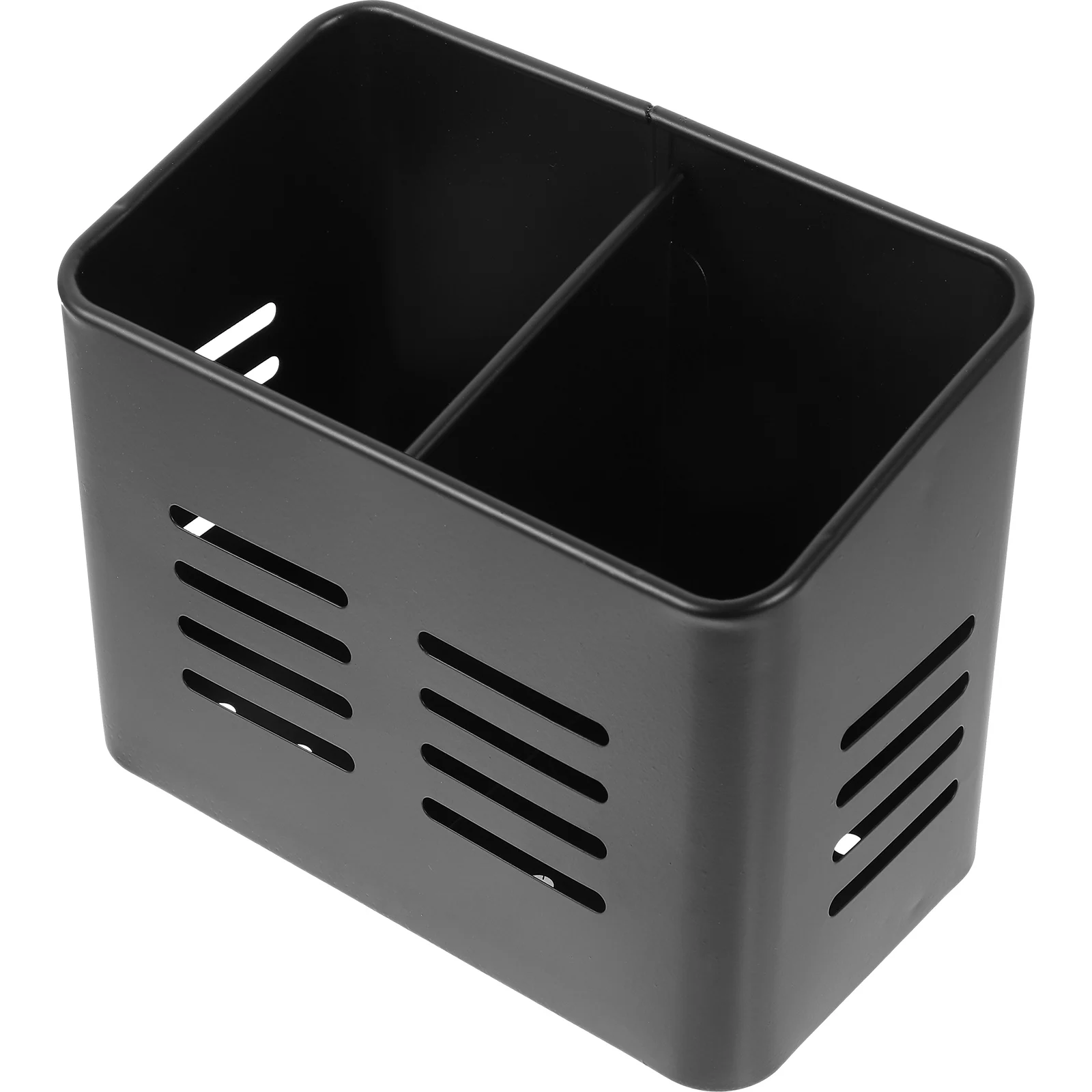 

1pc Stainless Steel 430 Material Black Chopstick Holder Utensil Storage Rack with Drain Holes Kitchen Counter Decorative Gift