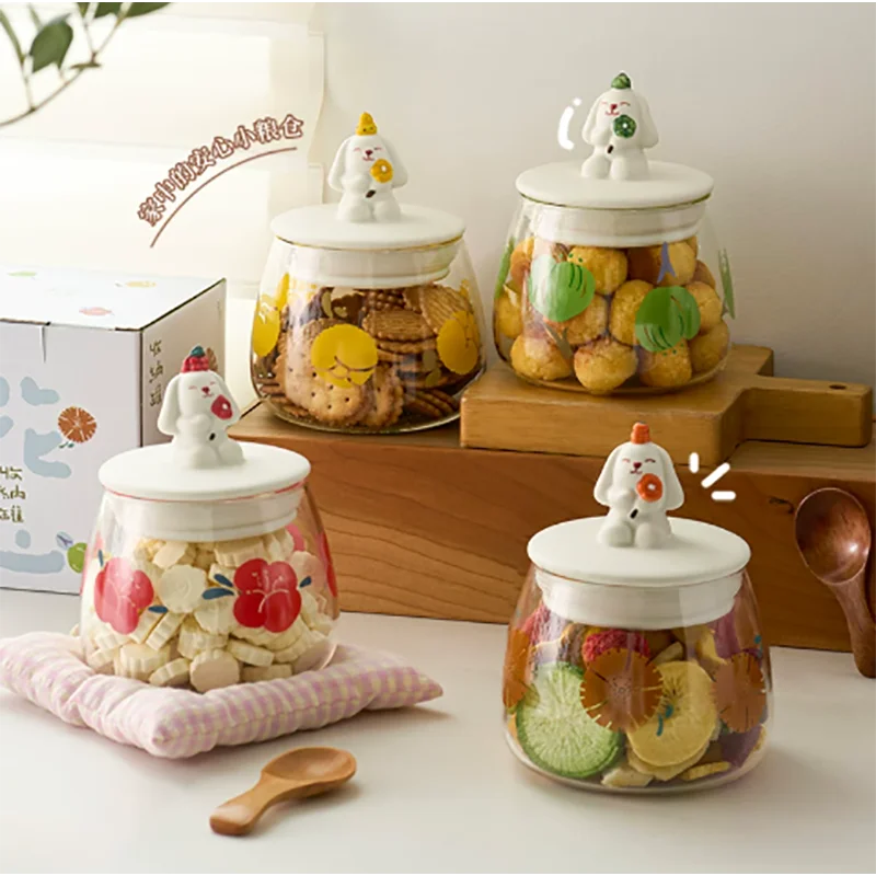 Frasco de Vidrio Creativo con Forma de Conejo, Hermético, para Flores, a Prueba de Humedad, Multifuncional, para Almacenamiento en el Hogar de Bocadillos, Granos de Café y Hierbas