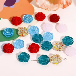 2PCs Lampwork Glass Rose Flower Beads Translucent Flower Beads For Jewelry Making Diy Necklace Bracelets Accessories 18x18mm