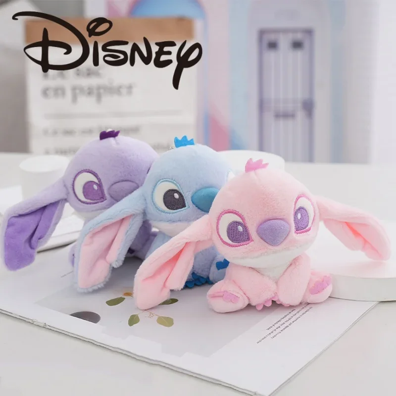 

Disney 12cm Stitch and Angel Doll Bag Pendant Cartoon Anime Lilo & Stitch Plushies Keychains Birthday Gifts for Girl