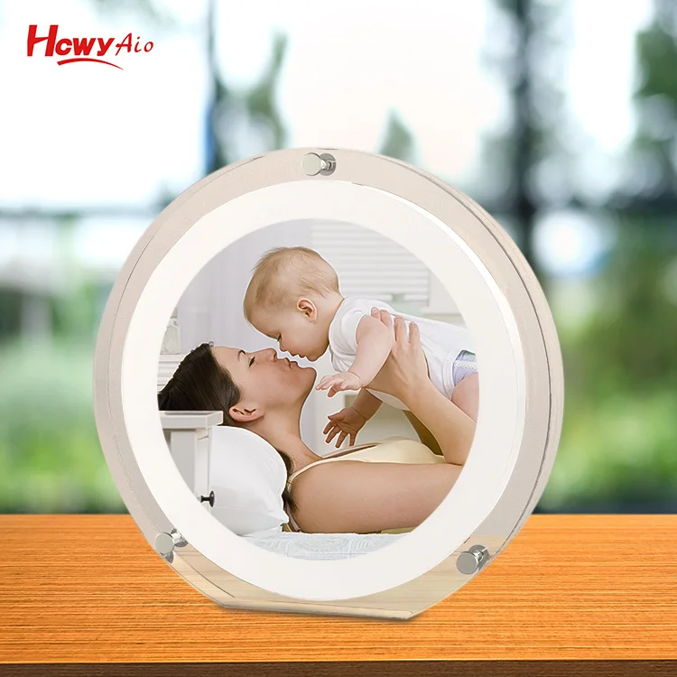 5 inch Round Acrylic Digital Photo Frame With Battery 1gb Memory Automatically Play Video Frame