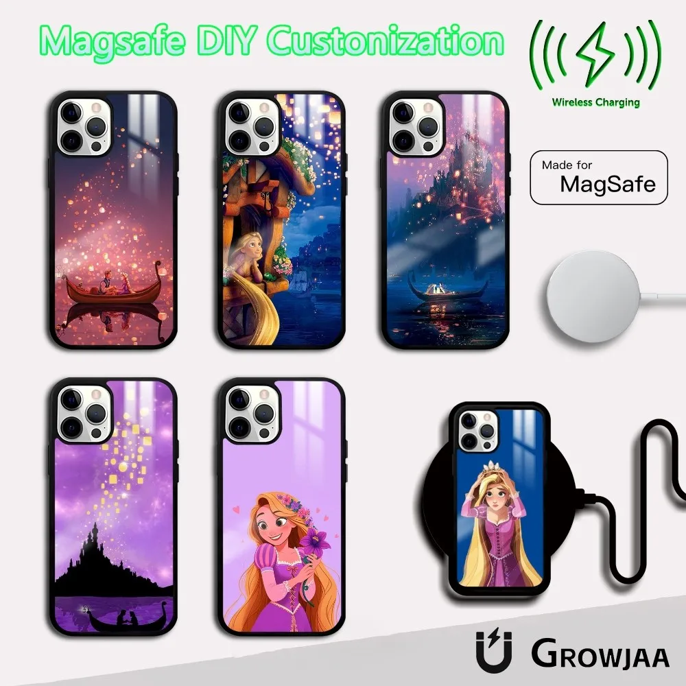 Movie Tangled Rapunzel Phone Case For iPhone 16 15 14 13 12 11 Pro Max Plus Mini Magsafe Mirror Wireless Magnetic Cover