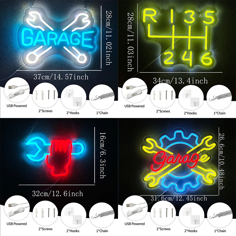 Repair Tool Series Neon Sign, Led Repair Sign Usb Powered, Used For Garage, Auto Repair Parts Shop Decor, Tool Lovers Gifts.