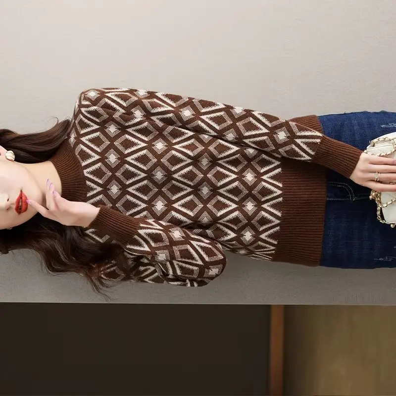 

Autumn Winter 2025 New Sweater Women's Long-Sleeved Casual Bottom Knitwear Pullover Ladies Warm Sweaters Female