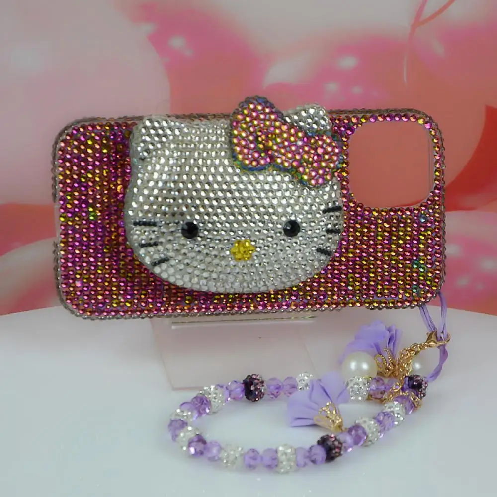 

Y2K Rhinestones Hello Kitty Anime Iphone16 15 14Promax Iphone Phone Case Sanrio Kawaii Girls Upscale Luxurious Festival Gift