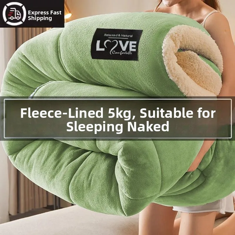 Thickened Lamb Velvet Winter Quilt Double Layered Filled Blanket Warm Home Bedding Cotton Duvet Core for Single Bed Dormitory