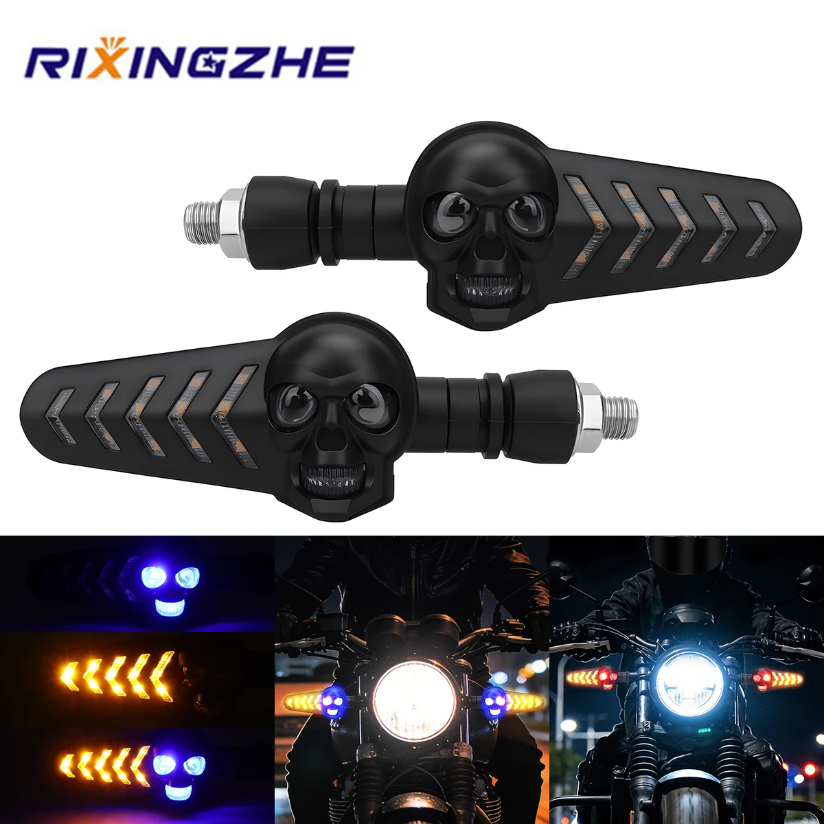 

2PCS Motorcycle LED Turn Signal Light 12-24V Flashing Indicator Lamp Dual Color DRL Tail Brake Lamp Decorative For YAMAHA Honda